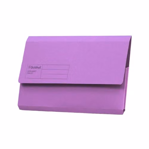 Exacompta Guildhall A4 Document Wallets with Flap, Purple, Pack of 50 – 1