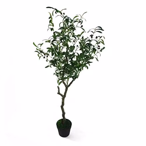 Leaf Design UK 120cm Artificial Green Olive Tree in a Black Plastic Pot – 1