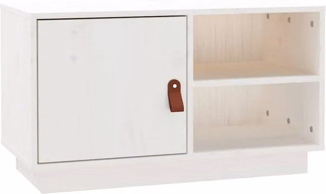 Berkfield Home White Rustic Solid Wood Pine TV Cabinet W/D/H: 70 x 34 x 40 cm