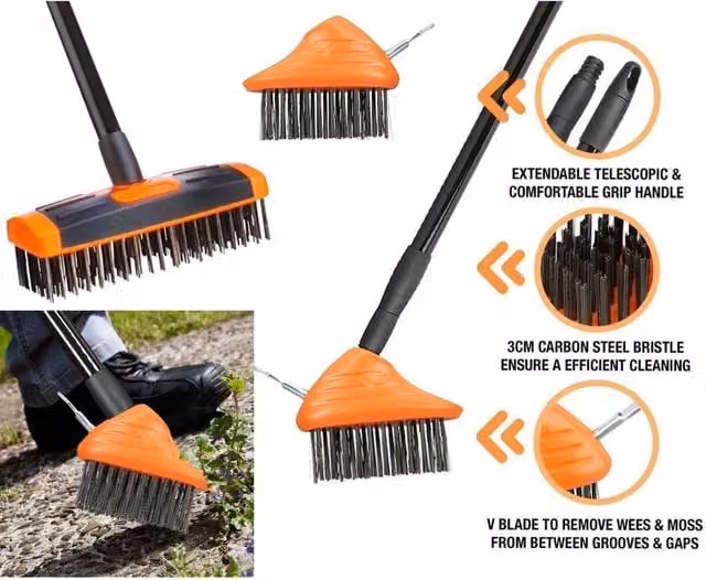 SPETLEK Orange Weed Brush and Moss Scraper Broom – 1