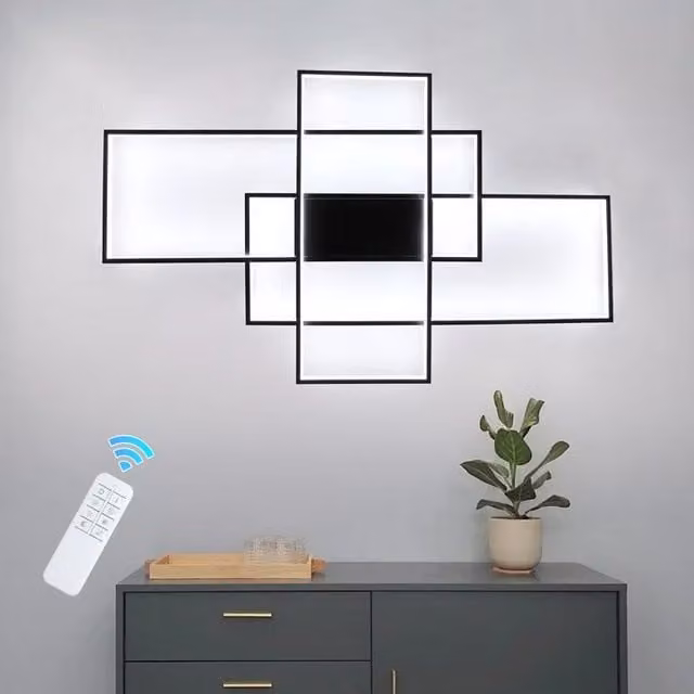 Garwarm 3-Light LED Dimmable Flush Mounted Wall Sconce in Black Aluminium, W: 90 cm – 1