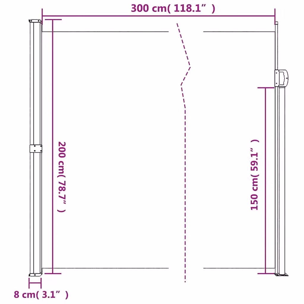 Berkfield Home Retractable Side Awning in Green, W/H: 200 x 300 cm – 6