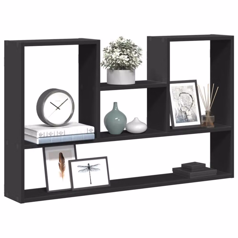 Berkfield Home Black Wall Mounted Modern Shelf, W/D/H: 99 x 15 x 60 cm – 2