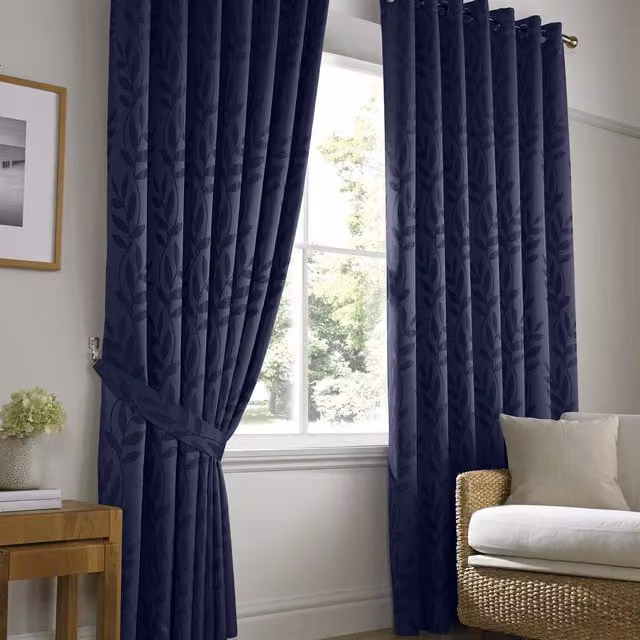 Tivoli Blue Floral Fabric Panel Curtains with Rod Pocket, Width: 137 cm, Height: 117 cm