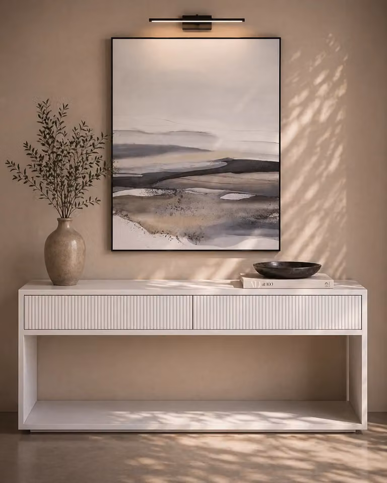 Tommy Franks Costine Scandinavian Style Console Table in White, W/D/H: 126 x 40 x 76 cm