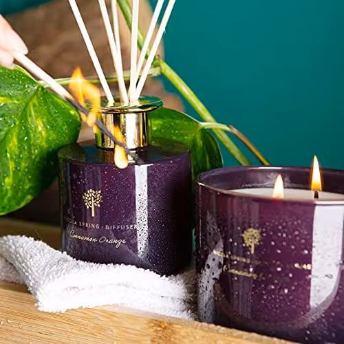 Nicola Spring Cinnamon and Orange Scented Candle and Reed Diffuser Set with 350g Soy Wax Candle and 200ml Diffuser – 4