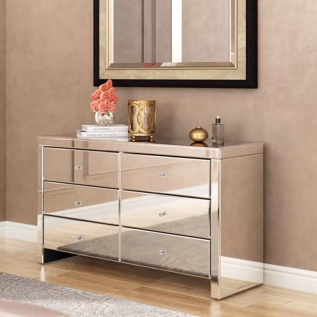 Comfy Living Modern Glossy Silver Mirrored Chest of Drawers