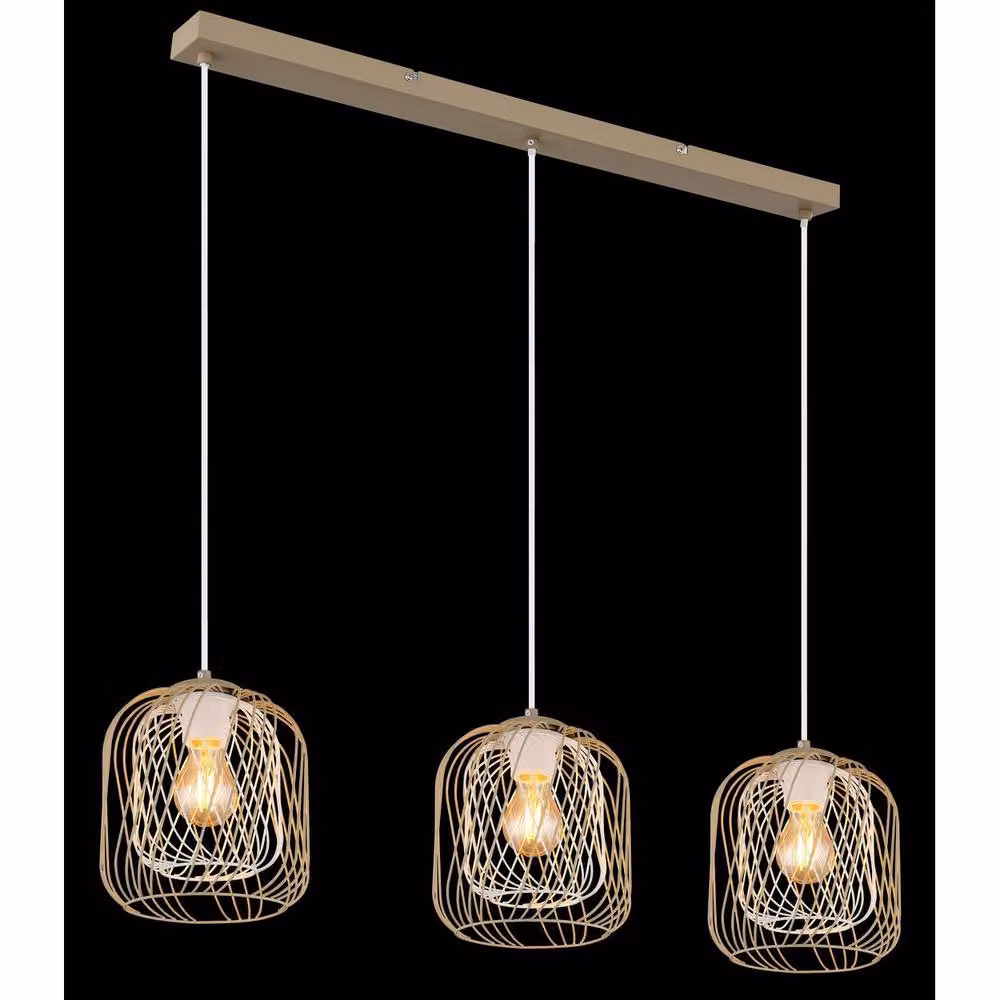 Netlighting Dichti Bar Pendant Ceiling Light in Beige Matt with 3x E27 Sockets – 2