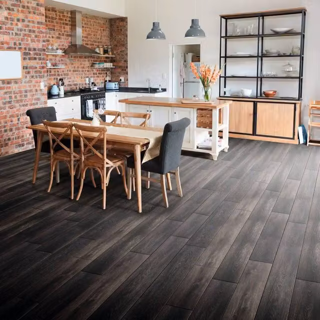 Luvanto Design Wood Effect Glue Down Luxury Vinyl Tile Plank in Charcoal Grey, 2.5mm