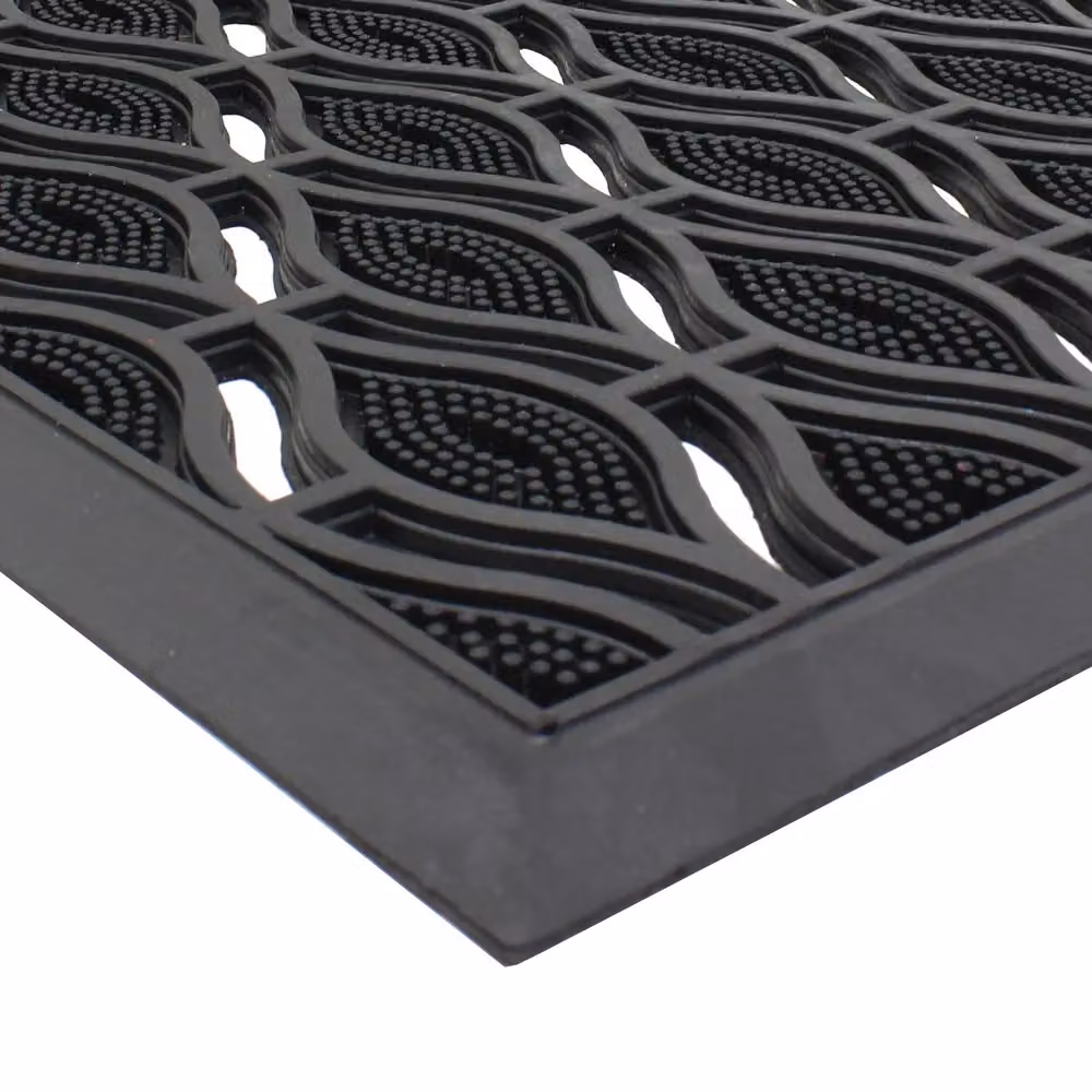 JVL Elipses Eyes Rubber Doormat, 2 Pack, Black, W: 40 cm, D: 70 cm – 3