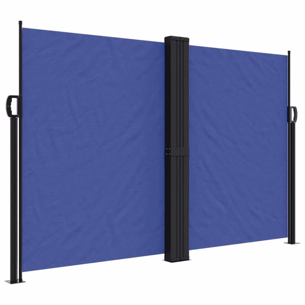 Berkfield Home Blue Retractable Side Awning with Manual Pull Polyester Fabric – 2