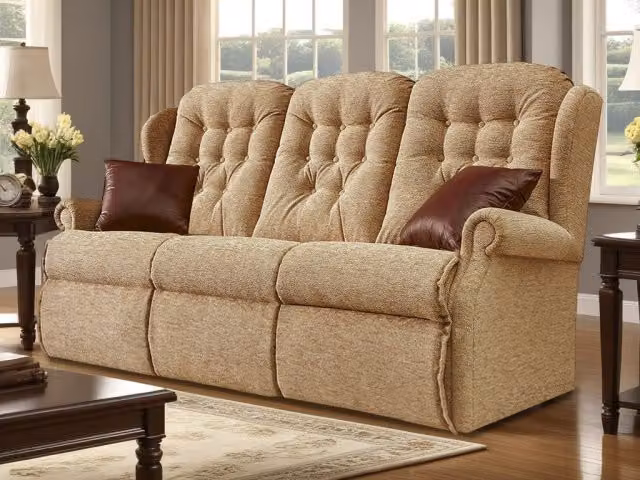 Sherborne Lynton Small 3 Seater Upholstered Fabric Sofa in Beige