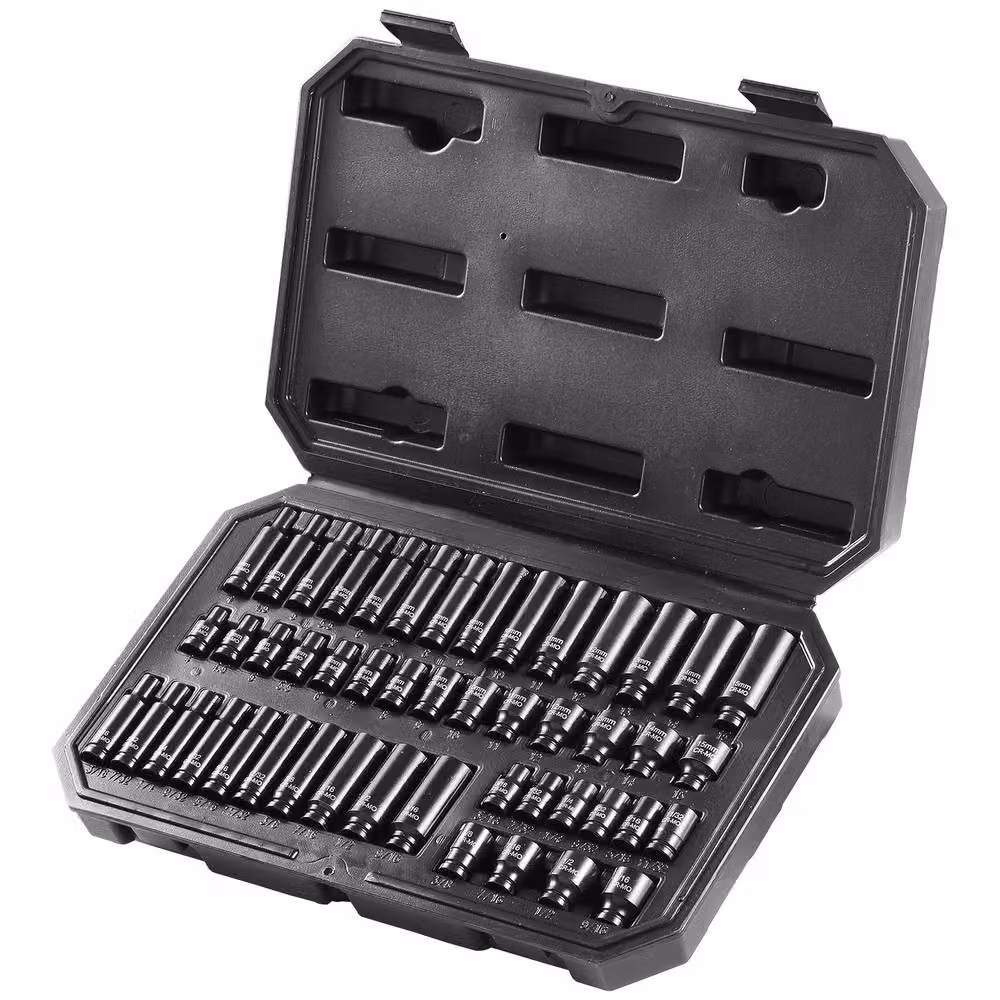 VEVOR 48 Piece 1/4 Inch Deep and Shallow Socket Set in Black Chrome Molybdenum Alloy Steel – 7