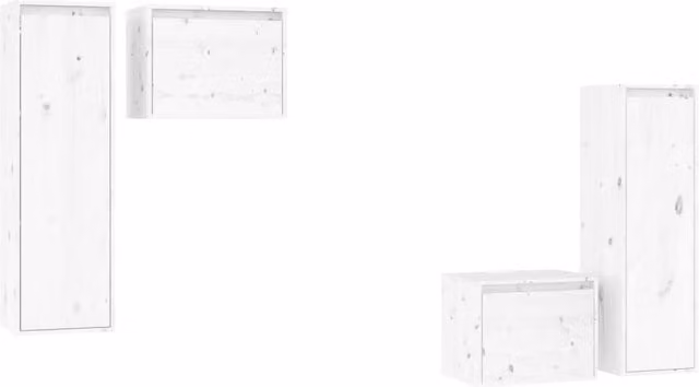 Berkfield Home Set of 4 White Solid Pine Wall Mounted Cabinets – 1