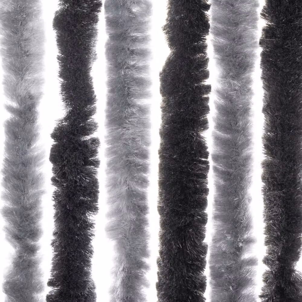 Berkfield Home Grey and Black Striped Chenille Soft Fly Curtain, W: 100 cm, H: 200 cm – 6