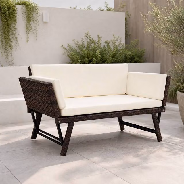 STILVORA Modern Day Bed with Cushions and Black Steel Frame – 1