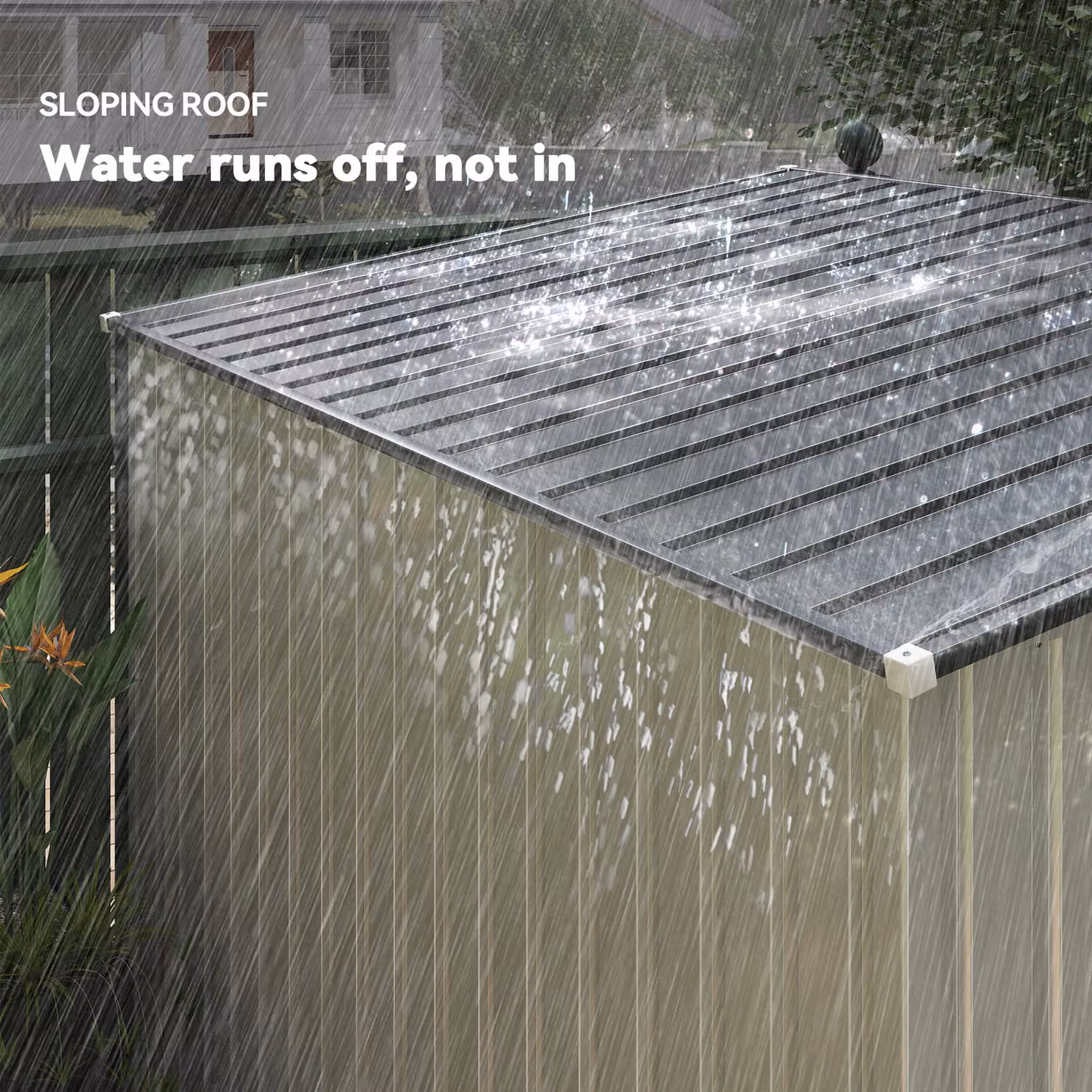 Outsunny White Galvanised Metal Lean-to Garden Shed with Sliding Doors and Foundation, W/D/H: 152.4 x 152.4 x 179.83 cm – 4