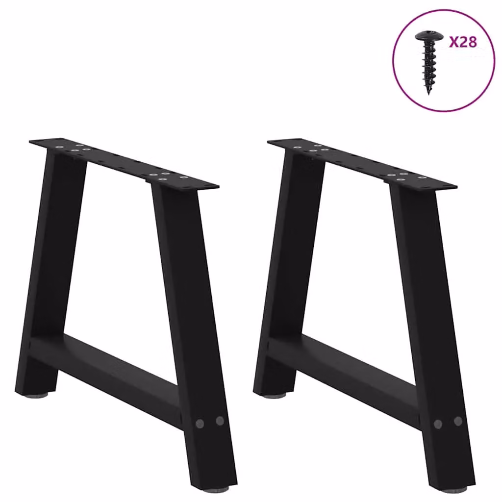 Berkfield Home A-Shaped Steel Coffee Table Legs, 2 Pieces, Black, H: 60 cm, W: 42.5 cm, D: 43 cm – 3