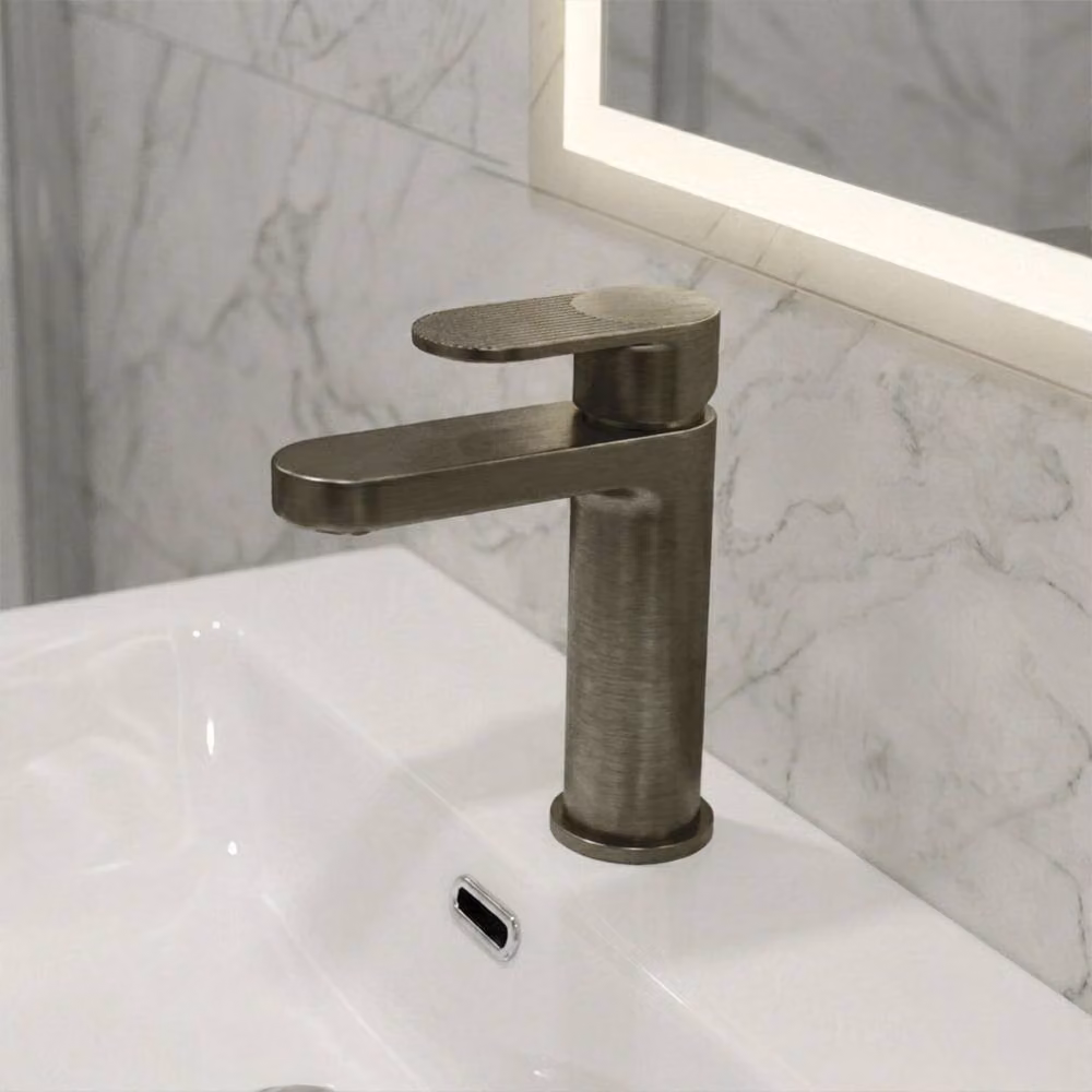 Balterley Rileyhill Fluted Mono Basin Mixer Tap with Pop-Up Waste in Brushed Pewter Silver – 3