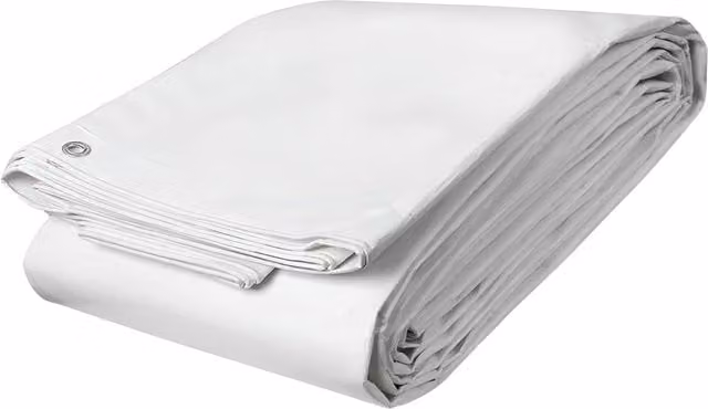 SolaDirect Heavy-Duty Waterproof Tarpaulin Groundsheet with Eyelets, White, W x D: 2 x 2 m