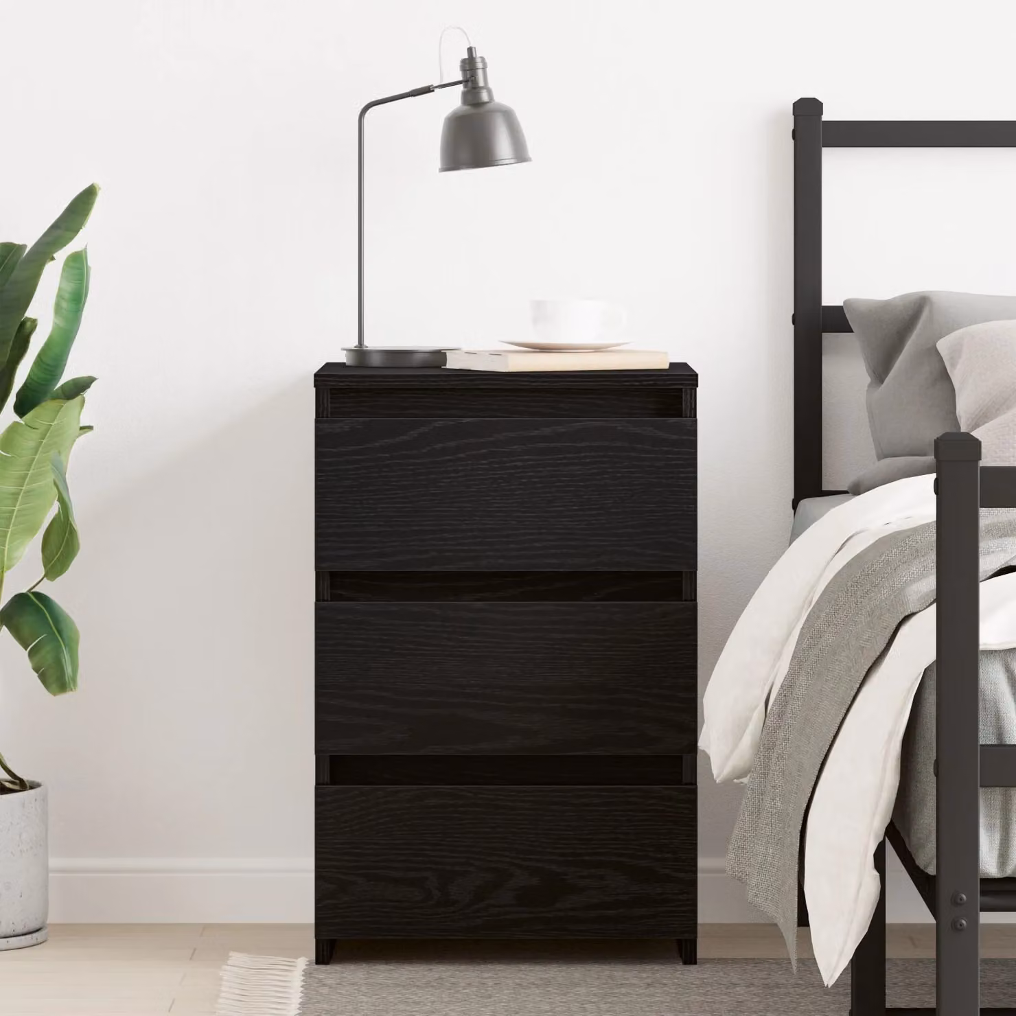 Berkfield Home Nightstand in Black Oak, W/D/H: 40 x 35 x 62.5 cm – 3