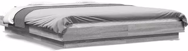 Berkfield Home Grey Sonoma Bed Frame with LED Under-Bed Lighting and USB Charging Port, W/D/H: 150 x 200 cm – 1