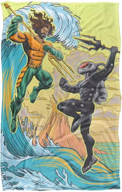 LOGOVISION Aquaman and The Lost Kingdom Battle In The Ocean Super Soft Snuggle Blanket, Multicolour, W/D/H: 91 x 147 cm – 4