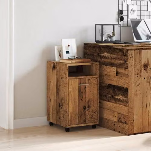 vidaXL Modern Freestanding Cabinet with Castors in Old Wood Brown, W/D/H: 33 x 38 x 60 cm – 2