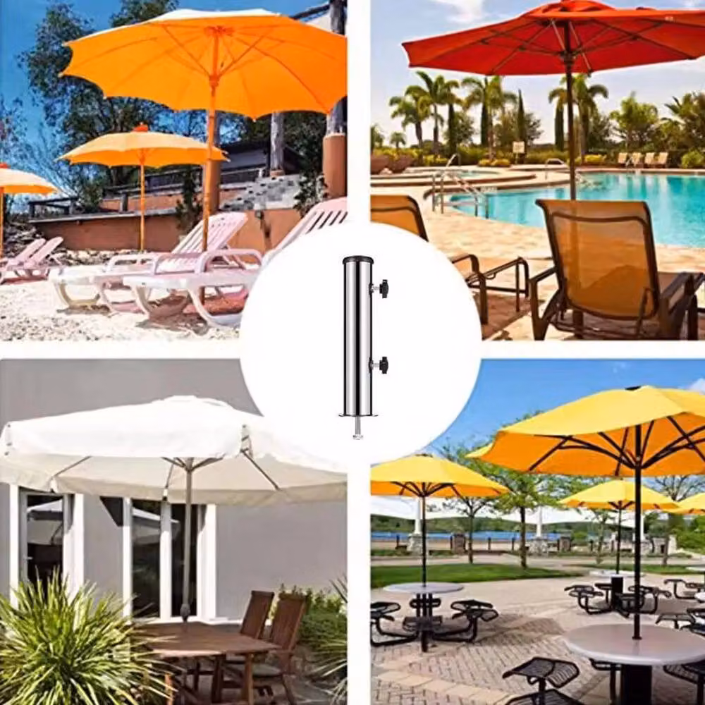 SPETLEK Silver Stainless Steel Parasol Umbrella Base Stand Tube Replacement, W: 100 cm, D: 60 cm – 5