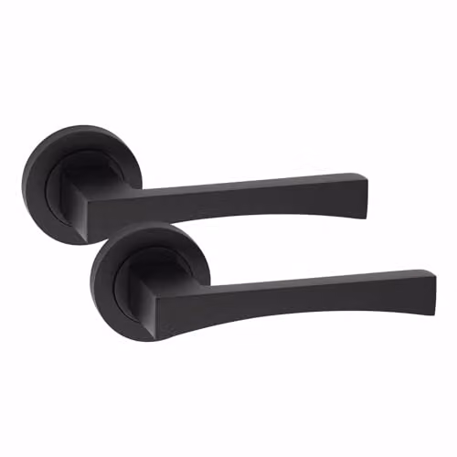 Golden Grace Wave Door Handle and Key Lock Set in Matt Black – 2