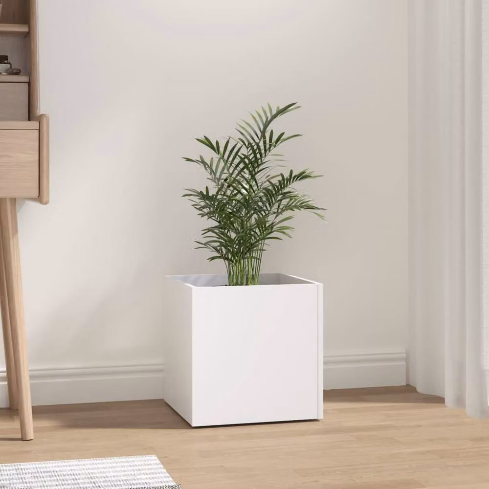 Berkfield Home Square Planter Box in White, Engineered Wood, W/D/H: 40 x 40 x 40 cm – 2