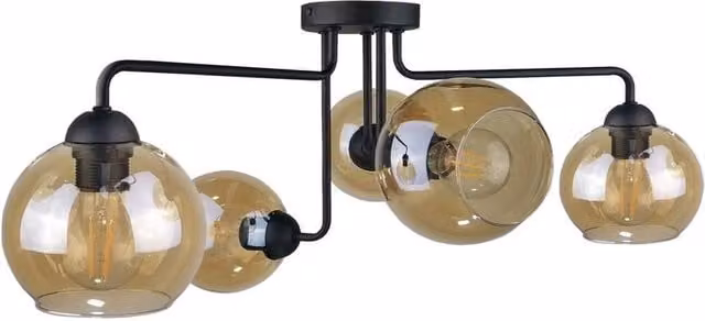 Netlighting Monde Multi Arm Semi Flush Ceiling Light in Black, Diameter: 70 cm, 5x E27