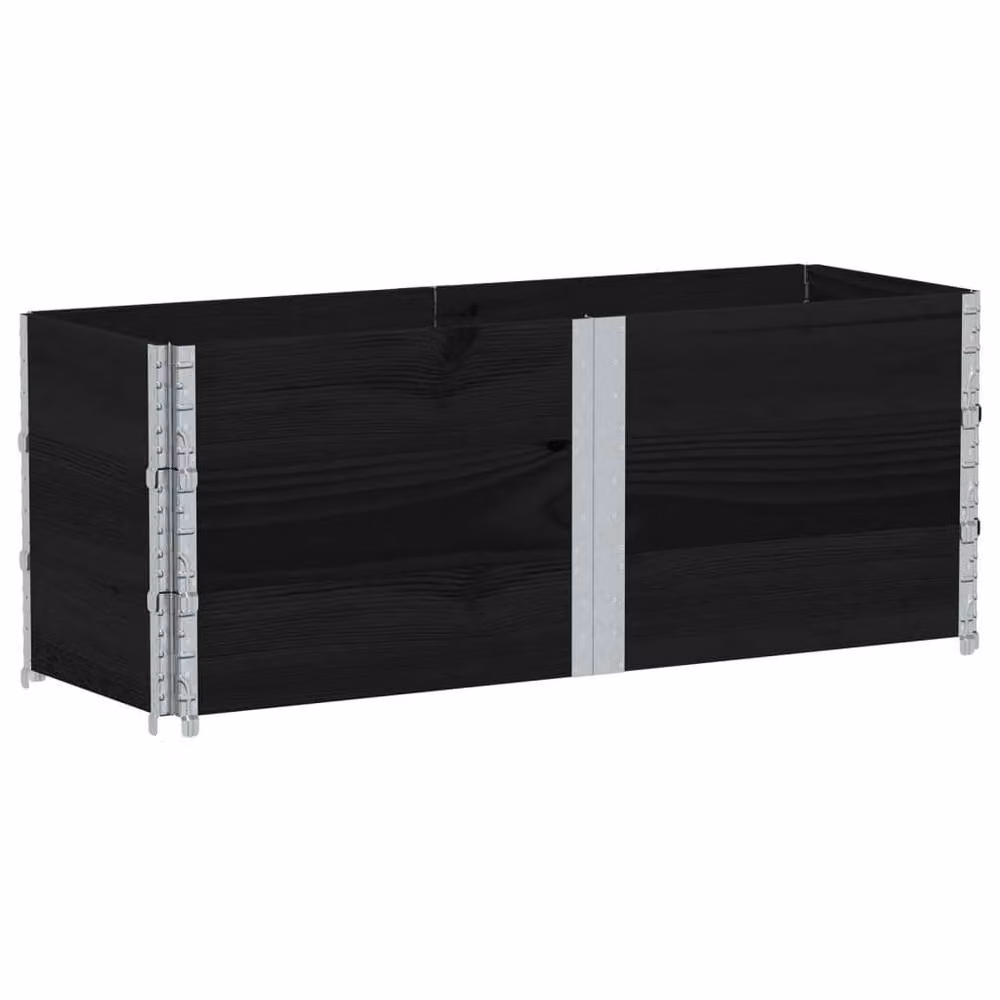 Berkfield Home Garden Black Wooden Raised Bed Planter with Galvanised Steel – 2
