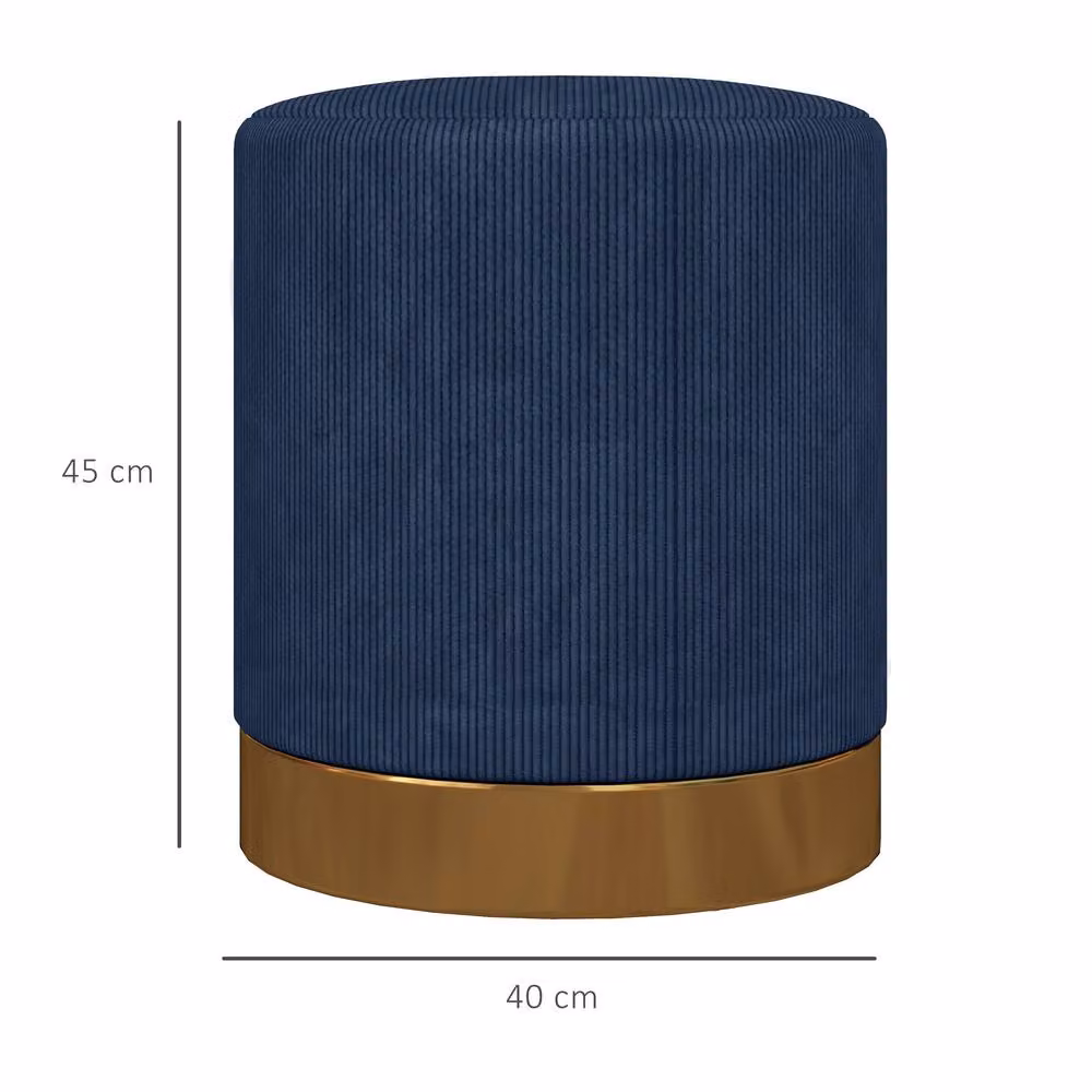 STILVORA Blue Corduroy Upholstered Cylindrical Footstool – 3