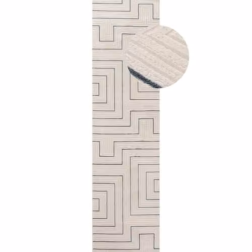 THE RUGS Carmel Modern Geometric Area Rug in Blue and Beige, W: 80 cm, L: 300 cm – 1