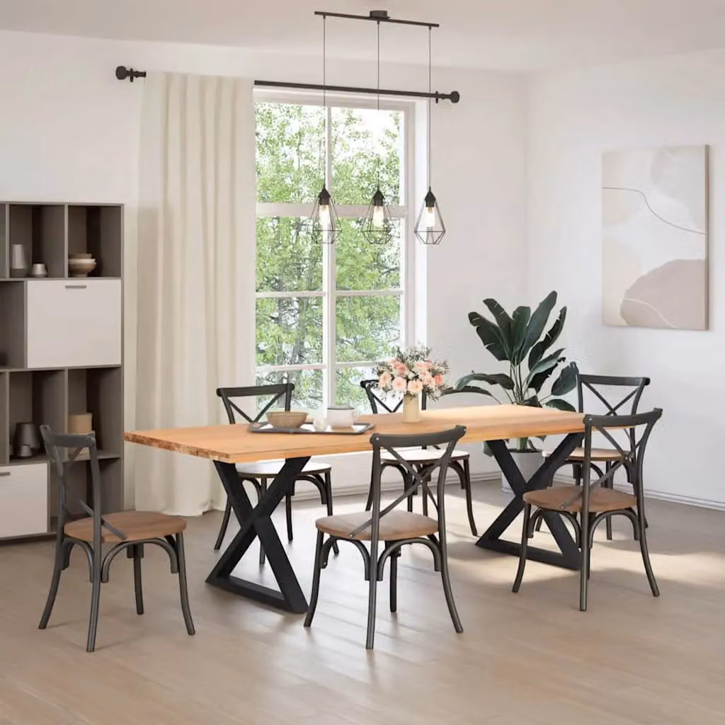 Berkfield Home Dining Table Legs, 2 Piece Black Steel Set, H: 90 cm, W: 72 cm – 3