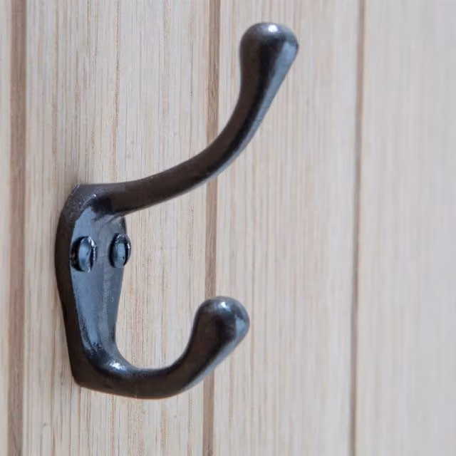 Hammer and Tongs Matt Black Powder-Coated Iron Narrow Hat and Coat Hook, Pack of 10, W: 2.5 cm, H: 8 cm – 1