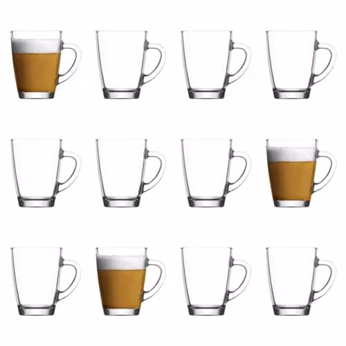 LAV Vega Glass Coffee Mugs, Set of 12, Transparent, 300ml – 1
