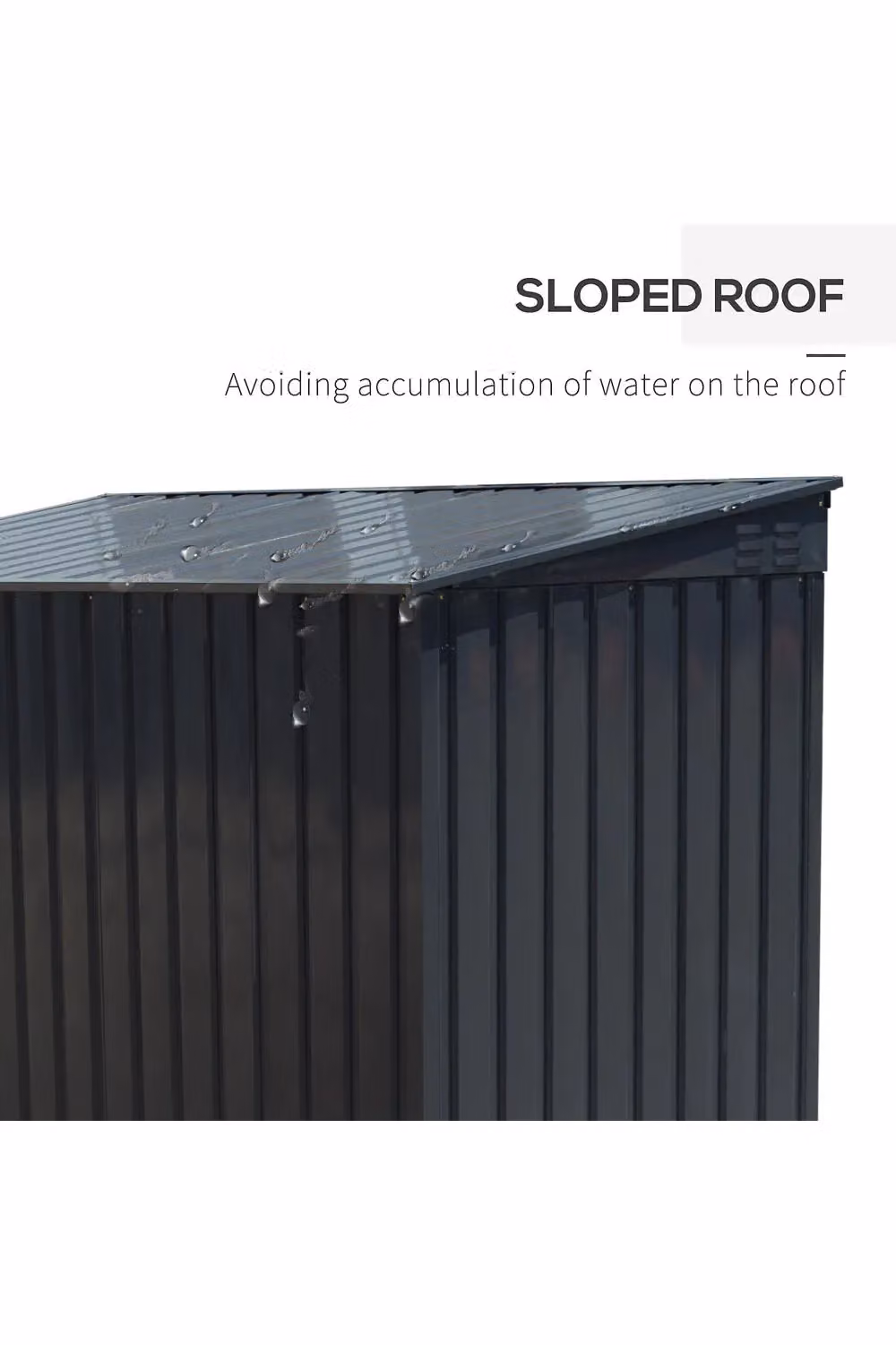 Living and Home Black Metal Outdoor Bin Store Storage Shed with Sloped Roof and Double Doors – 4
