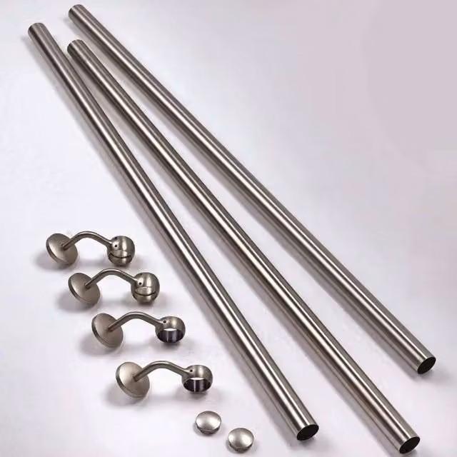 Forgeworks Polished Stainless Steel Round Indoor Stair Handrail Kit in Silver, 3.6m