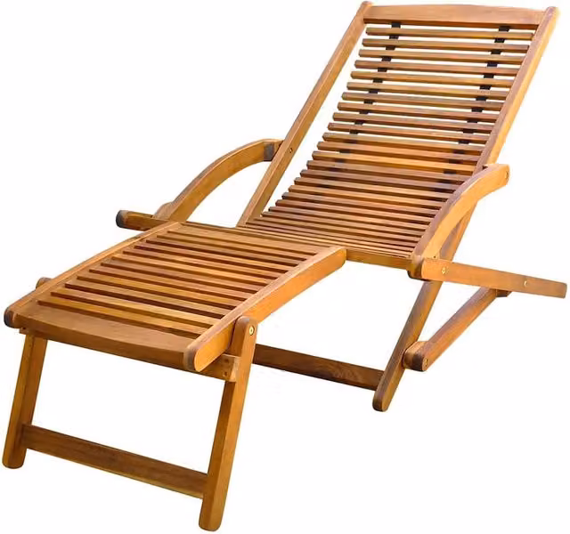 Berkfield Home Acacia Wood Deck Chair with Footrest in Brown
