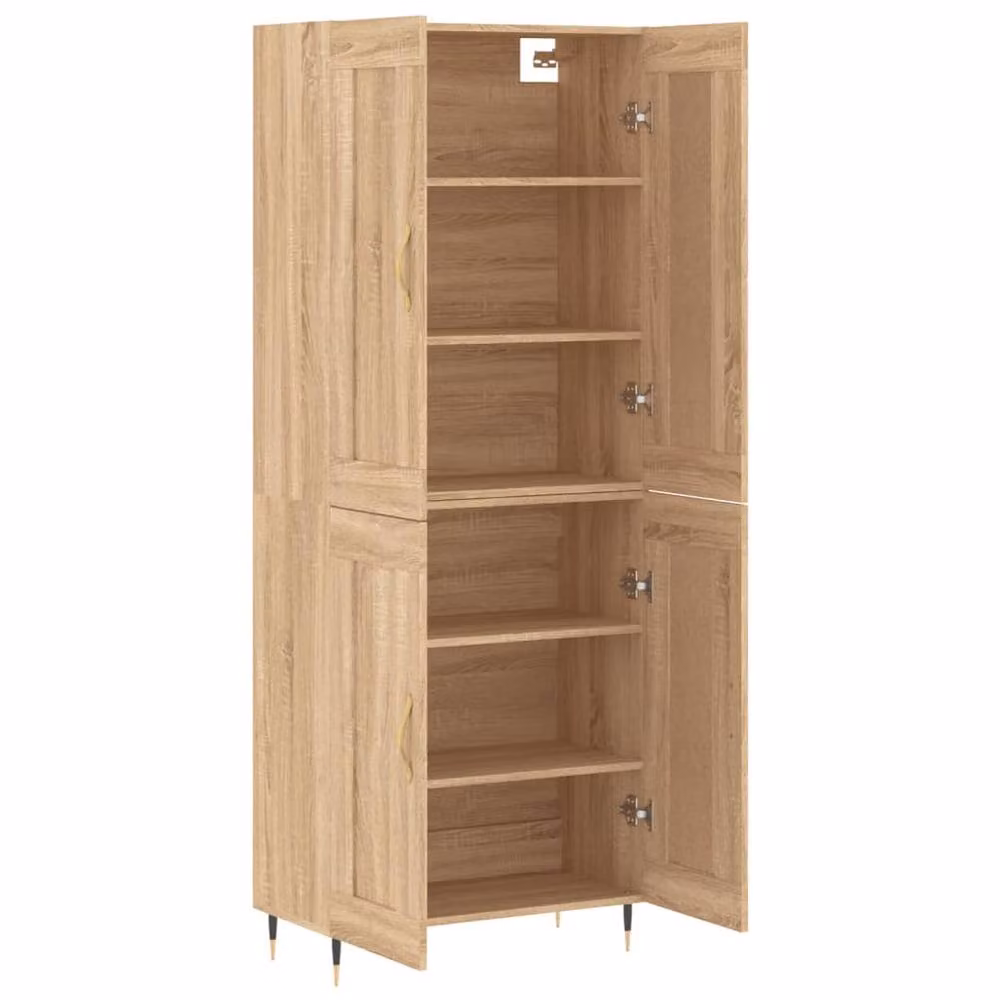 Berkfield Home Modern Sonoma Oak Highboard in Brown and Beige, W/D/H: 69.5 x 34 x 180 cm – 2