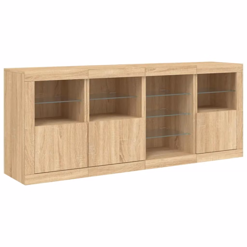 Berkfield Home Modern Sideboard with Integrated LED Lights in Sonoma Oak Brown, W/D/H: 164 x 37 x 67 cm – 3
