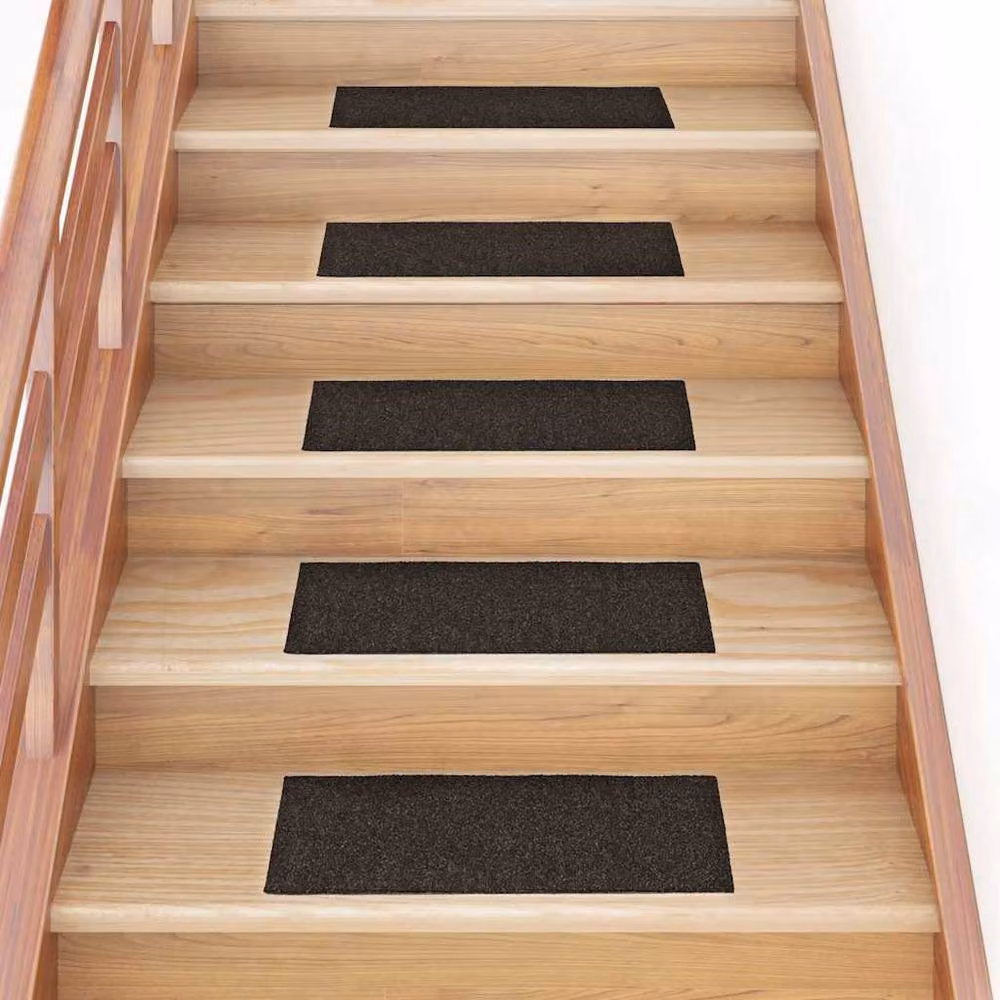 Berkfield Home Self-adhesive Rectangular Stair Mats, 15 Pieces, Dark Brown, W: 60 cm, D: 25 cm – 2