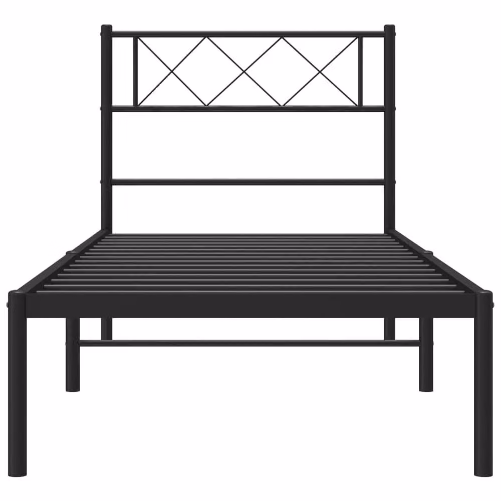 Berkfield Home Metal Bed Frame with Headboard in Black, W/D/H: 75 x 190 cm Small Single – 3