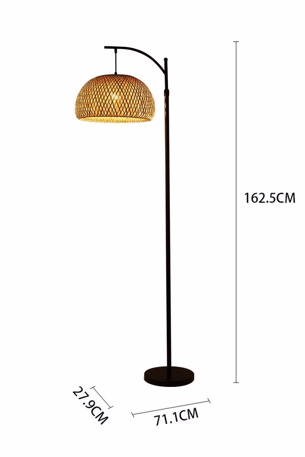 Living and Home Classic Handwoven Rattan and Bamboo Dome Floor Lamp in Beige – 3