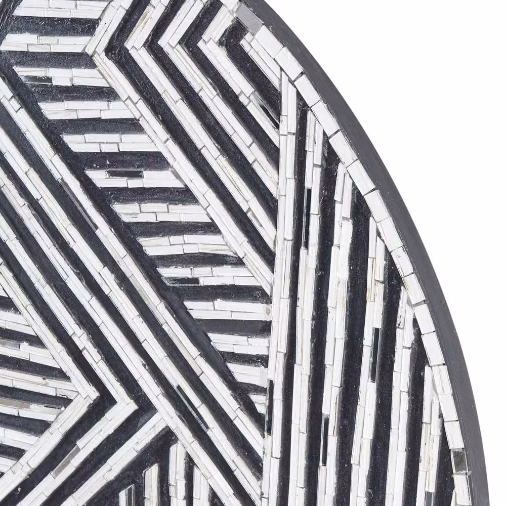 Wyld and Coco Black and White Geometric Glass and Wood Half Circle Wall Art – 5