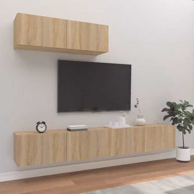 Berkfield Home 3 Piece Sonoma Oak TV Cabinet Set in Brown – 1