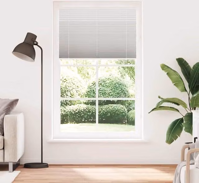 Berkfield Home Single Pleat Polyester Blind in Light Grey, W: 114.4 cm, H: 200 cm