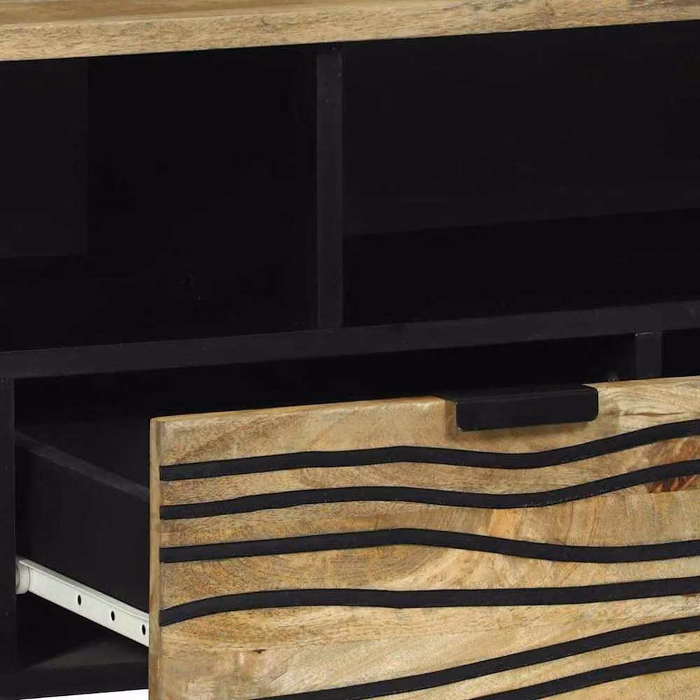 Berkfield Home TV Cabinet in Brown Solid Mango Wood, W/D/H: 100 x 33.5 x 46 cm – 5